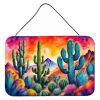 NEW Cactus in Color Wall or Door Hanging Prints Aluminum Metal Sign Kitchen Wall Bar Bathroom Plaque Home Decor, 8HX12W, Multicolor