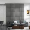 HOMCOM Acoustic Panels, 24"x24" Gray Wood Panels, 4-Pack, Sound Absorbing, Slat Wall Decor